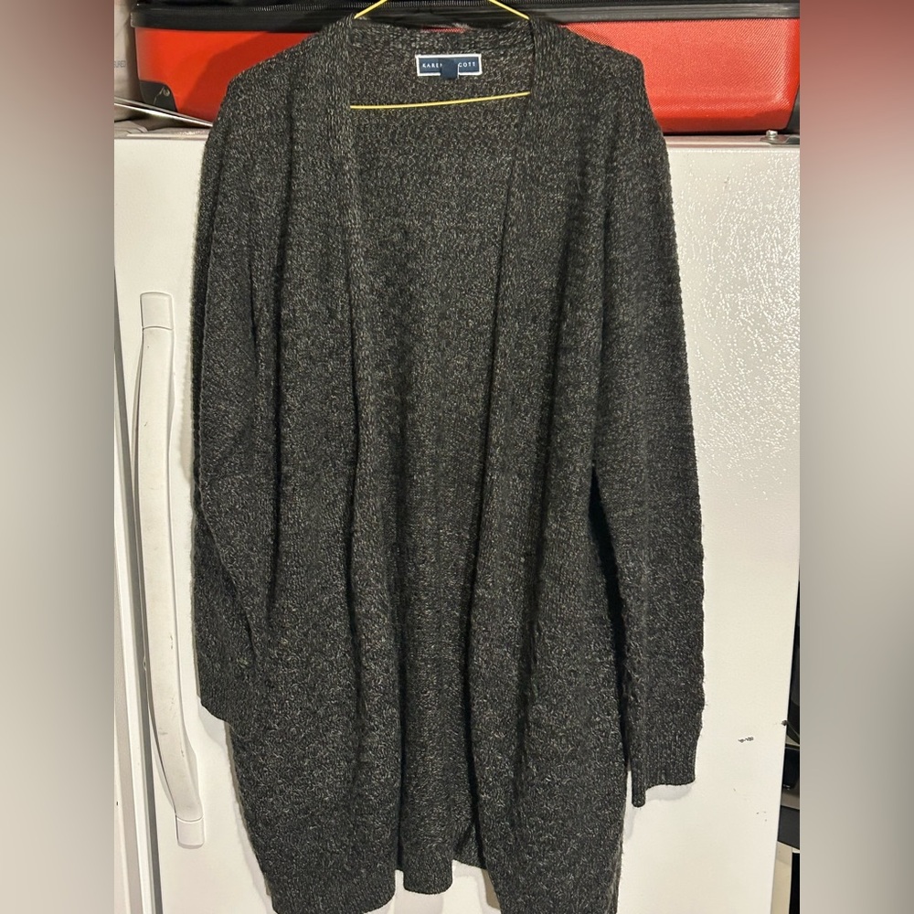 Karen Scott Womens Black Ash Long Sleeve Cardigan Size 1X